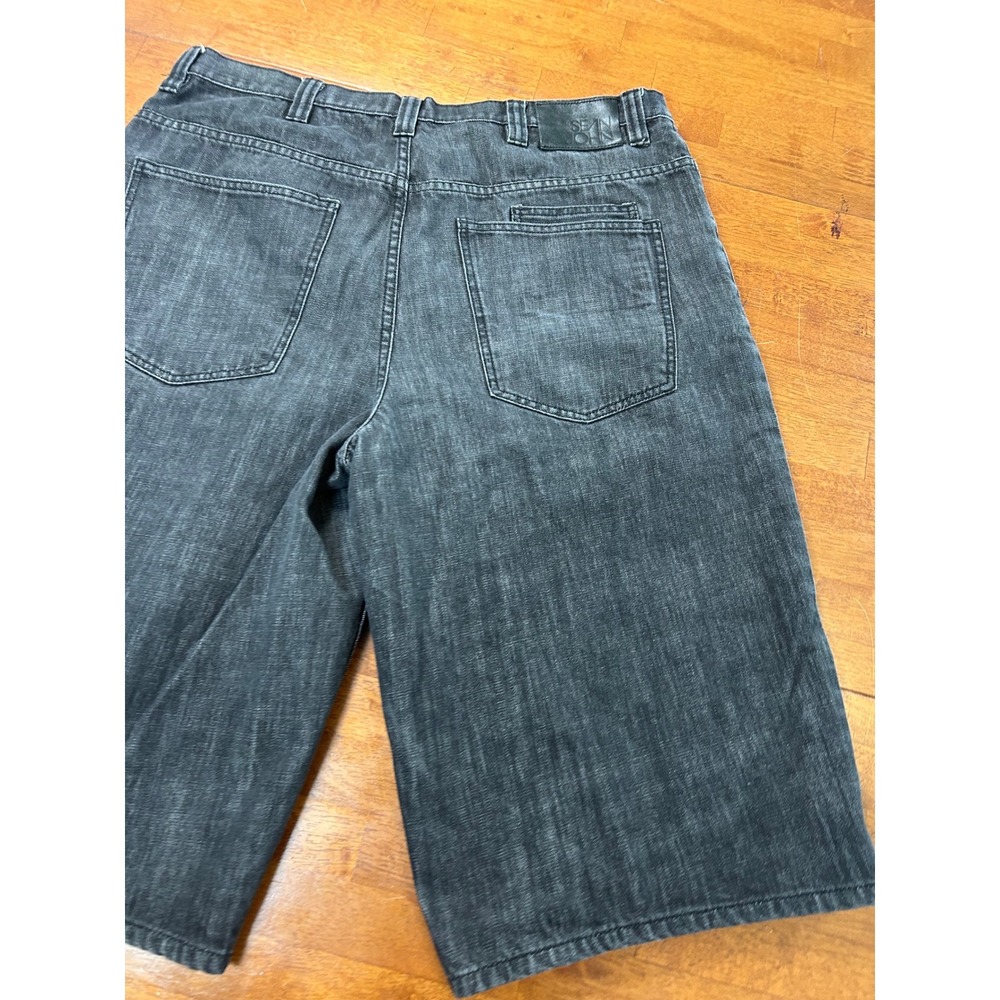 Sean John Denim Shorts Mens 38 Black Relaxed Fit Baggy Streetwear Y2K Hip Hop - Picture 11 of 12